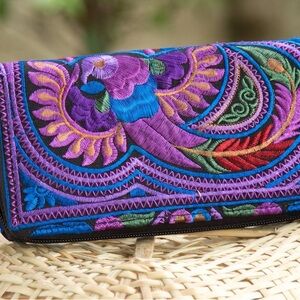 One of a kind Hmong Hill Tribe Embroidered  Wallet